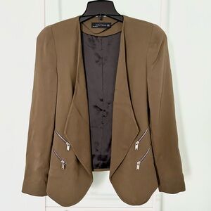 Zara Woman Open-Front Blazer with Zip Detail